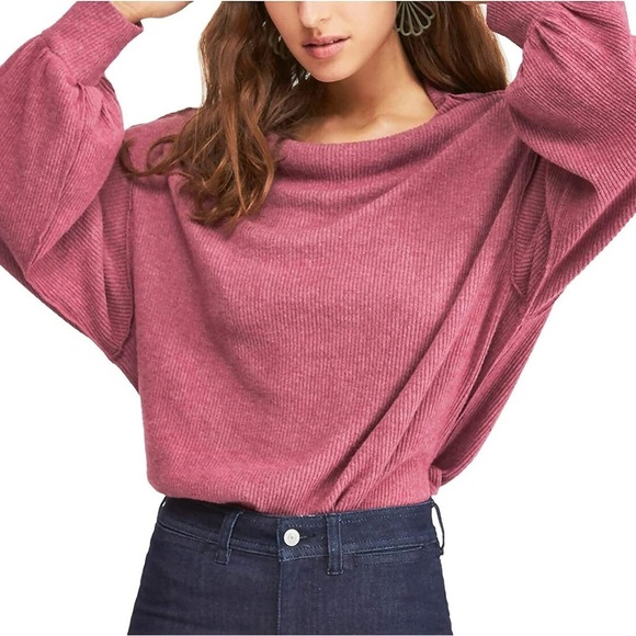 We The Free Tops - We the Free People Top Main Squeeze Brushed Hacci Wine Oversized Sz. XS